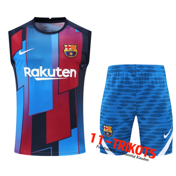 FC Barcelona Trainings-Tanktop + Shorts Blau/Rot 2022/2023