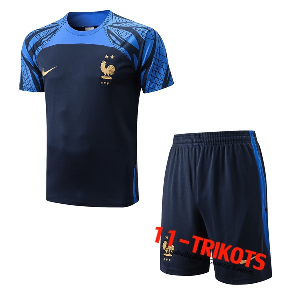 Frankreich Trainingstrikot + Shorts Navy blau 2022/2023