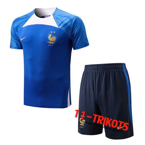 Frankreich Trainingstrikot + Shorts Blau 2022/2023