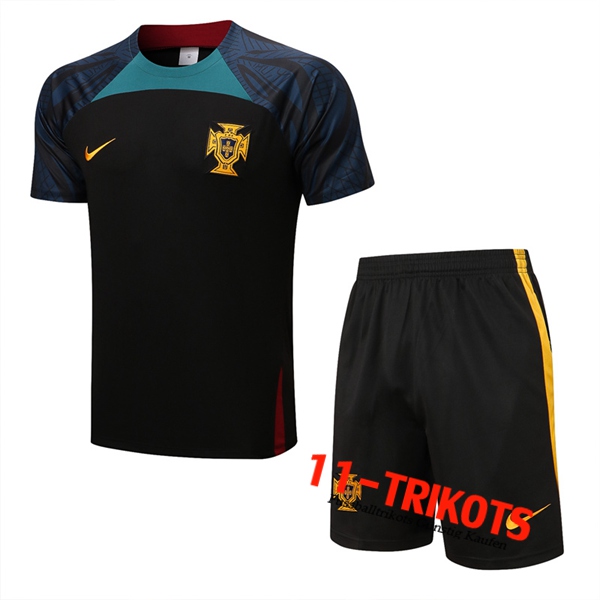 Portugal Trainingstrikot + Shorts Schwarz 2022/2023