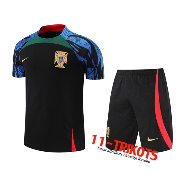 Portugal Trainingstrikot + Shorts Schwarz/Blau 2022/2023