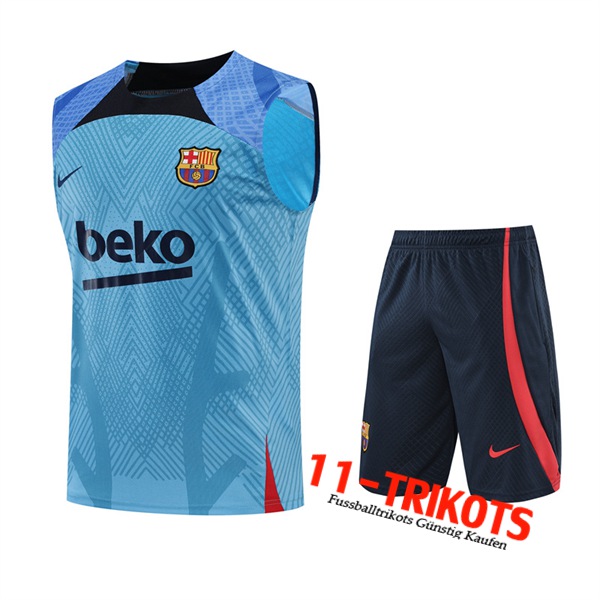 FC Barcelona Trainings-Tanktop + Shorts Blau 2022/2023