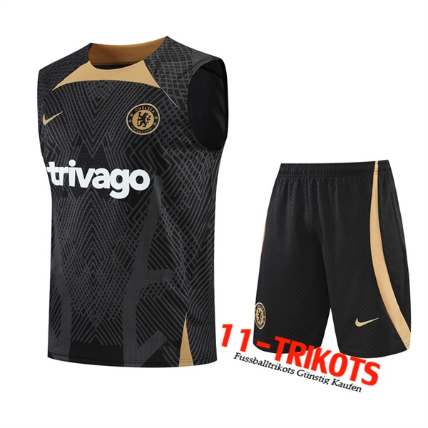 FC Chelsea Trainings-Tanktop + Shorts Schwarz 2022/2023