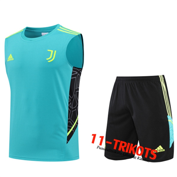 Juventus Trainings-Tanktop + Shorts Blau 2022/2023