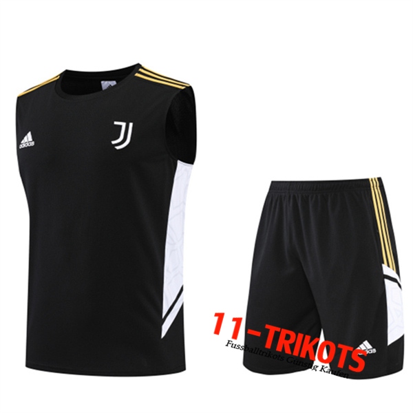 Juventus Trainings-Tanktop + Shorts Schwarz 2022/2023