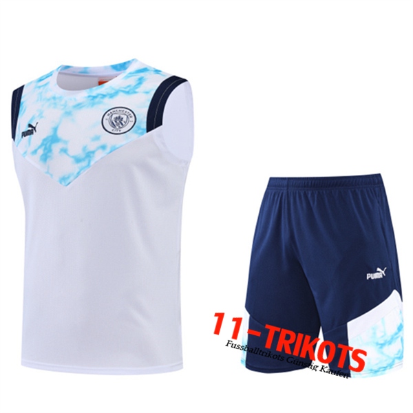 Manchester City Trainings-Tanktop + Shorts Weiß 2022/2023