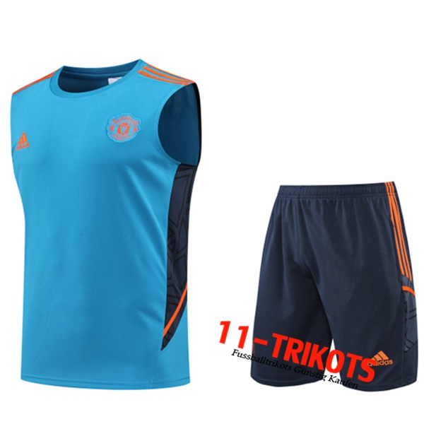 Manchester United Trainings-Tanktop + Shorts Blau 2022/2023