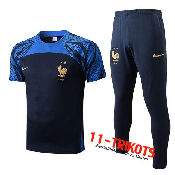 Frankreich Trainingstrikot + Hose Navy blau 2022/2023