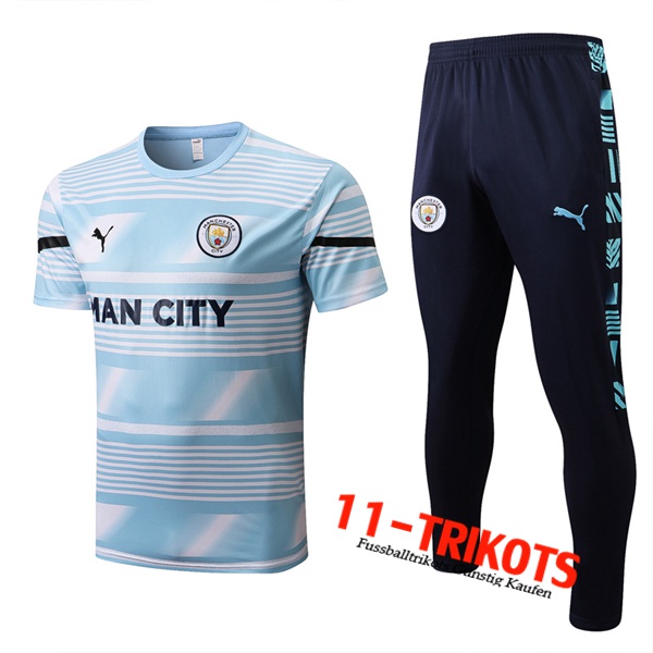 Manchester City Trainingstrikot + Hose Blau/Weiß 2022/2023