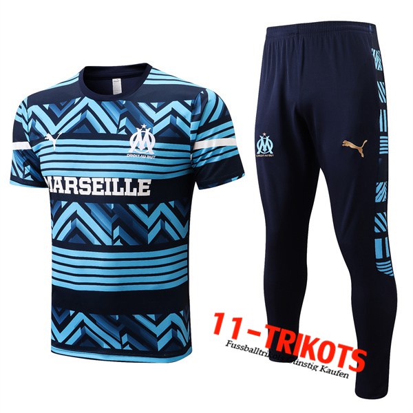 Marseille OM Trainingstrikot + Hose Blau/Schwarz 2022/2023