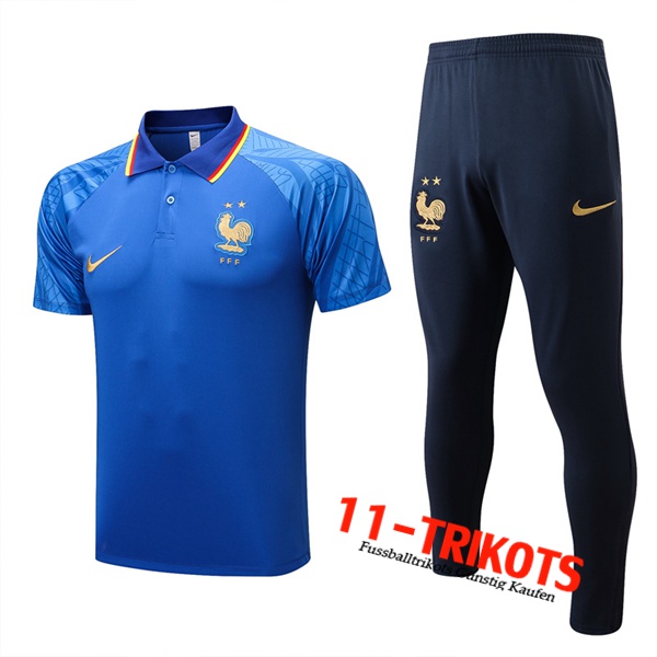 Frankreich Poloshirt Blau 2022/2023