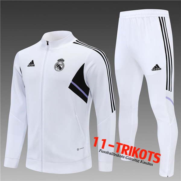 Real Madrid Trainingsanzug Windjacke Kinder Weiß 2022/2023