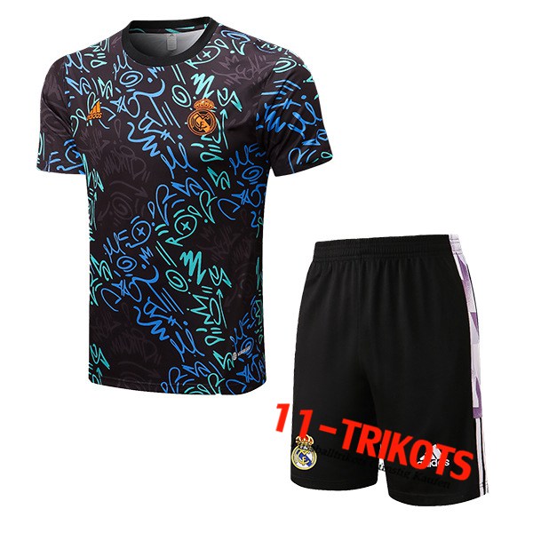 Real Madrid Trainingstrikot + Shorts Schwarz/Blau 2022/2023