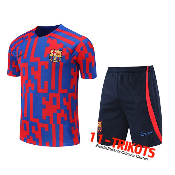 FC Barcelona Trainingstrikot + Shorts Rot/Blau 2022/2023