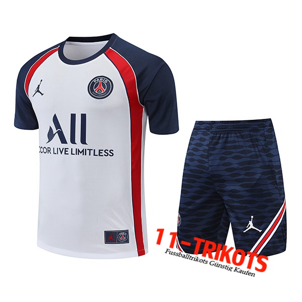 PSG Trainingstrikot + Shorts Weiß/Rot 2022/2023