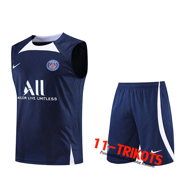 PSG Trainings-Tanktop + Shorts Navy blau/Weiß 2022/2023