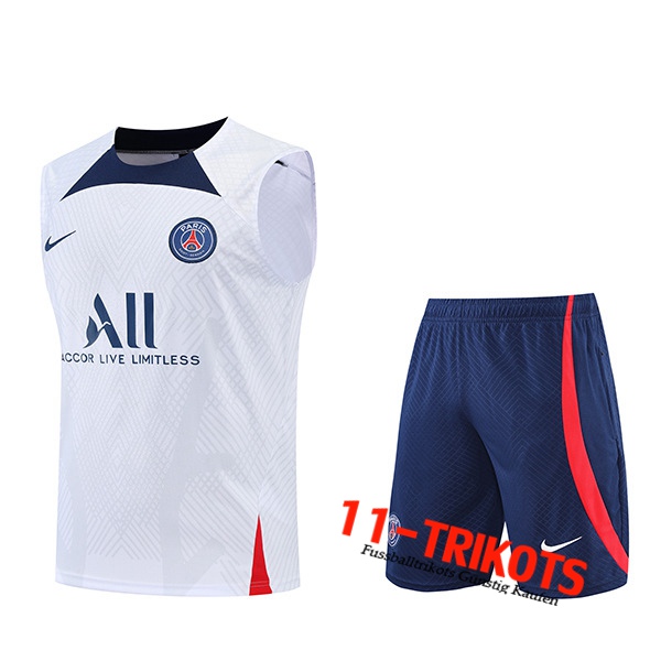 PSG Trainings-Tanktop + Shorts Blau/Weiß 2022/2023