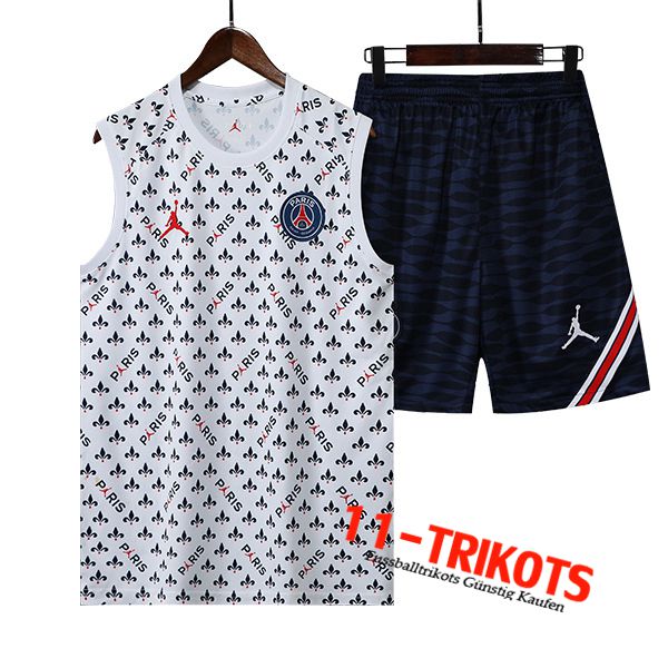 Jordan PSG Trainings-Tanktop + Shorts Weiß 2022/2023