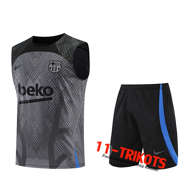 FC Barcelona Trainings-Tanktop + Shorts Grau/Schwarz 2022/2023
