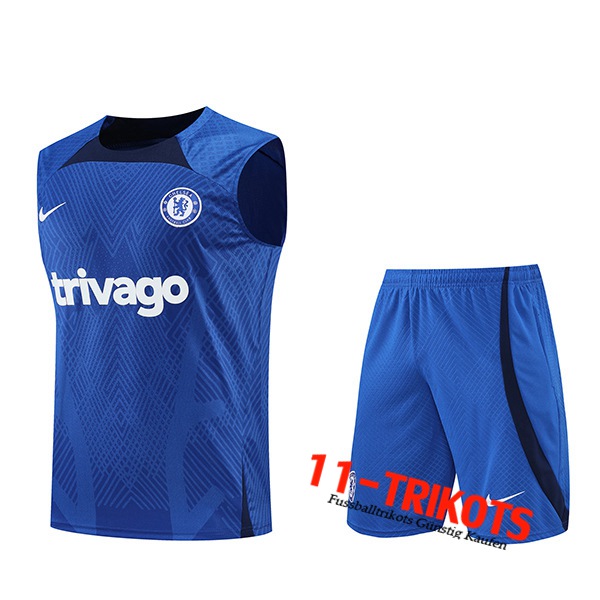 FC Chelsea Trainings-Tanktop + Shorts Blau/Schwarz 2022/2023