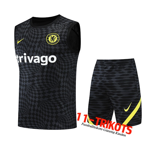 FC Chelsea Trainings-Tanktop + Shorts Schwarz 2022/2023