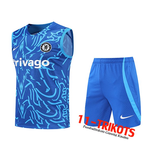 FC Chelsea Trainings-Tanktop + Shorts Pattern Blau 2022/2023