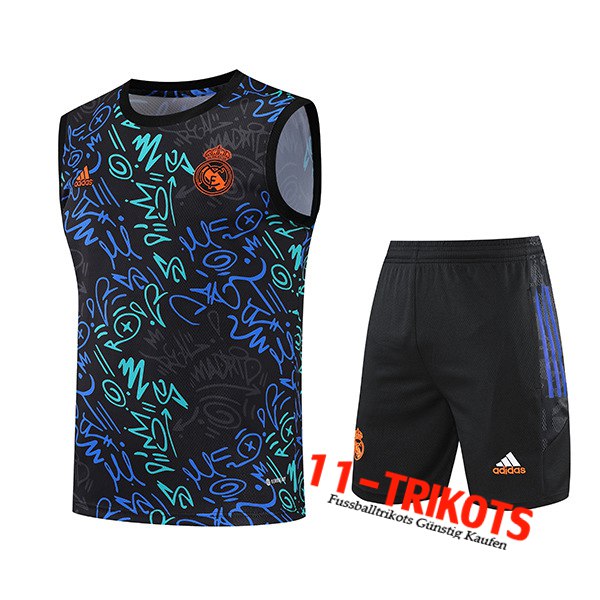 Real Madrid Trainings-Tanktop + Shorts Schwarz/Blau 2022/2023