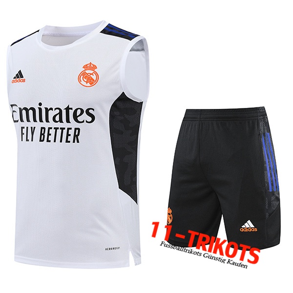 Real Madrid Trainings-Tanktop + Shorts Weiß/Schwarz 2022/2023