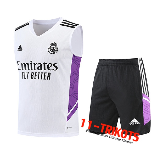 Real Madrid Trainings-Tanktop + Shorts Weiß/lila 2022/2023
