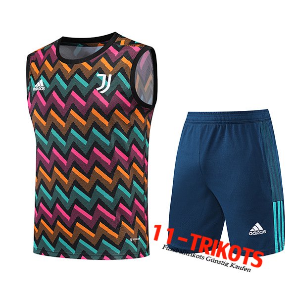 Juventus Trainings-Tanktop + Shorts Clair/Orange/Rosa 2022/2023