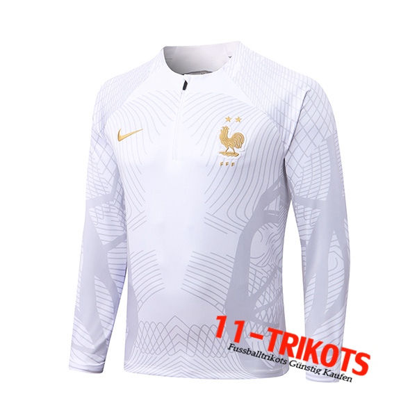 Frankreich Training Sweatshirt Weiß/Grau 2022/2023