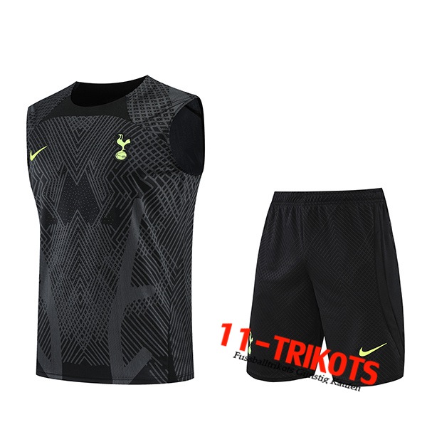 Tottenham Hotspur Trainings-Tanktop + Shorts Grau/Schwarz 2022/2023