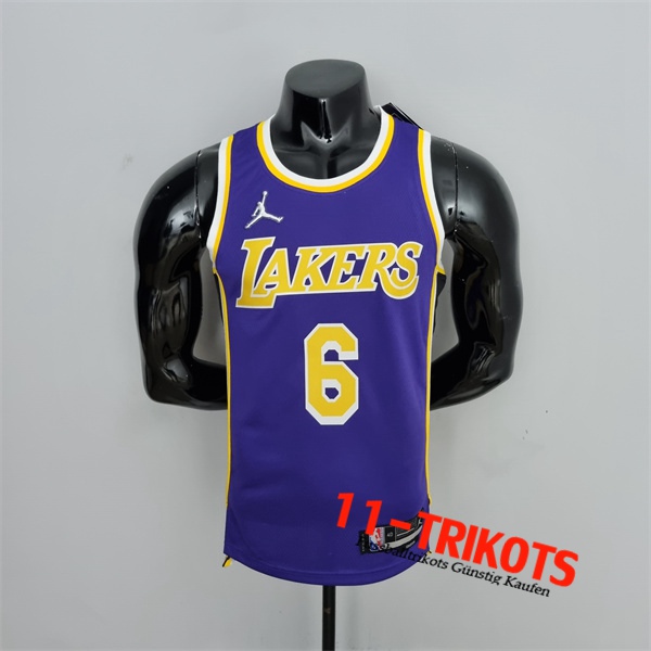 Los Angeles Lakers (James #6) NBA Trikots Violett 75th Anniversary