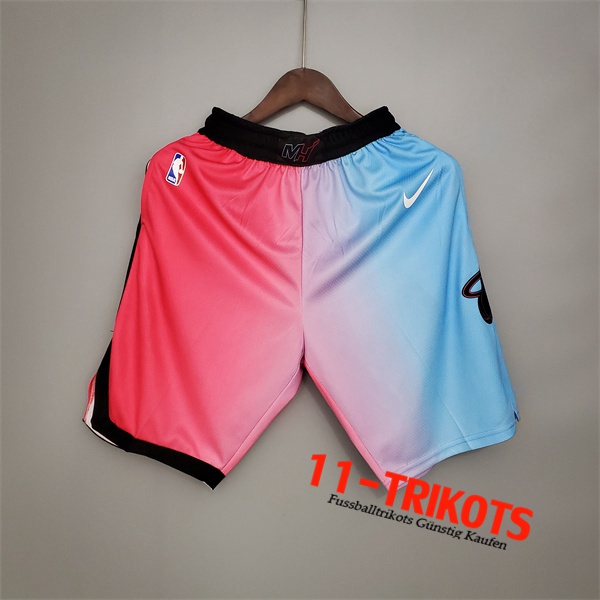 Neues Miami Heat Shorts NBA Rosa/Blau Gradient Color City Edition