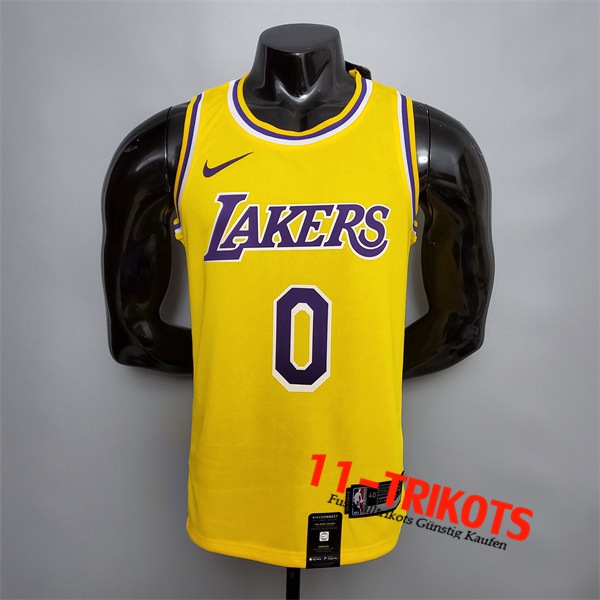 Los Angeles Lakers (Kuzma #0) NBA Trikots Gelb Encolure Ronde Commemorative Edition