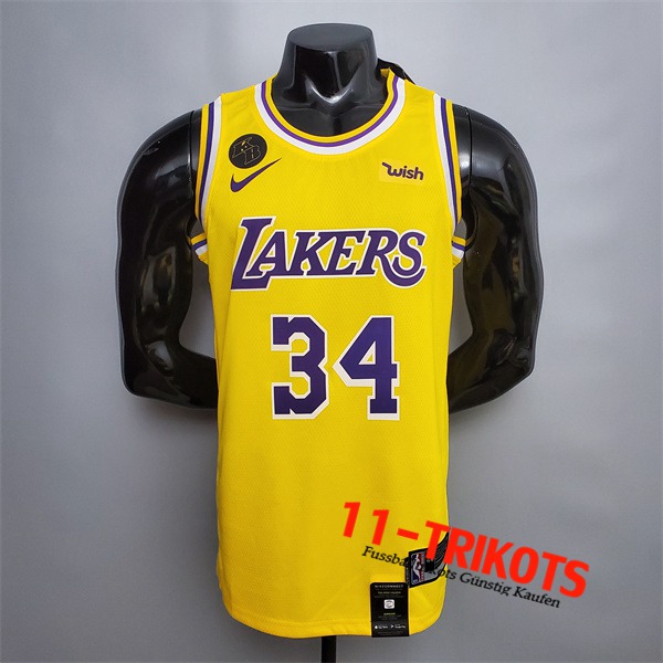 Los Angeles Lakers (O'Neal #34) NBA Trikots Gelb Encolure Ronde Commemorative Edition