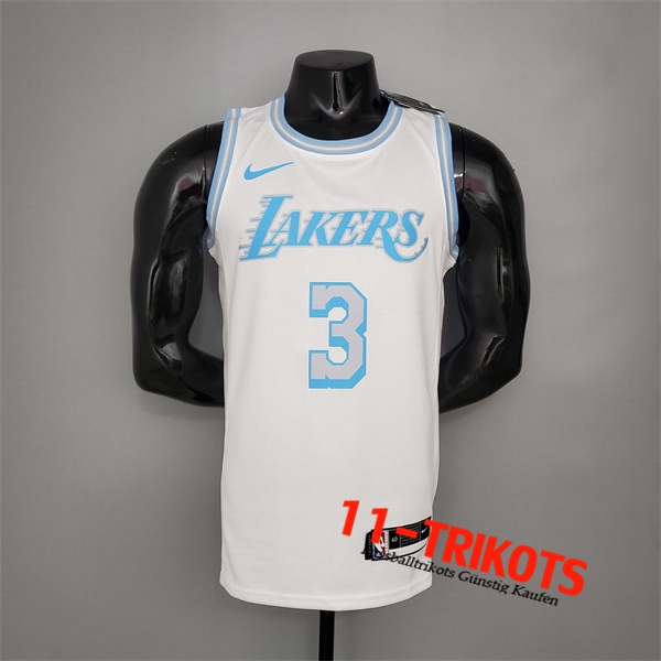 Los Angeles Lakers (Davis #3) NBA Trikots Weiß Encolure Ronde Retro Limited Edition