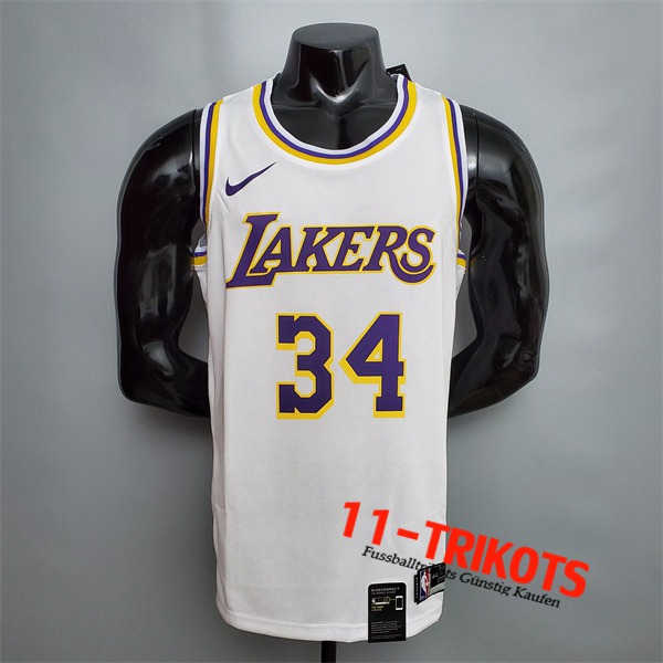 Los Angeles Lakers (O'Neal #34) NBA Trikots Weiß Encolure Ronde