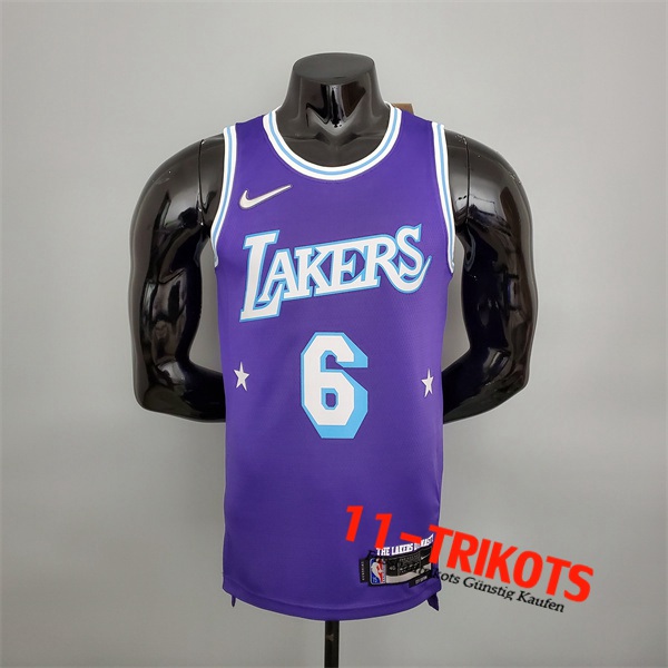 Los Angeles Lakers (James #6) NBA Trikots Violett 75th Anniversary City Edition