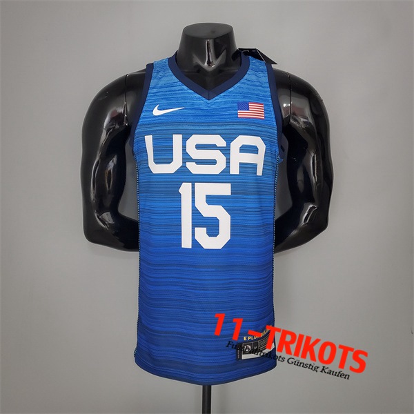 Jeux Olympiques (Booker #15) NBA Trikots USA Team 2021 Blau