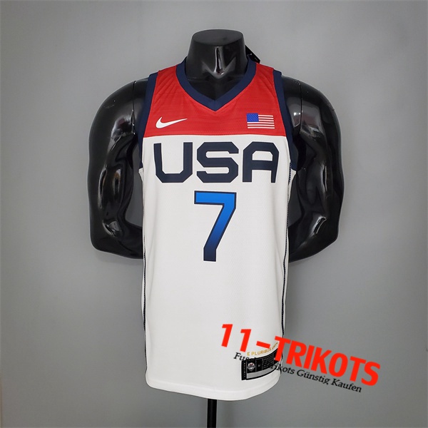 Jeux Olympiques (Durant #7) NBA Trikots USA Team 2021 Weiß