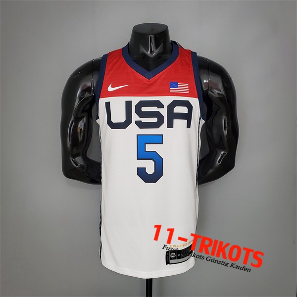 Jeux Olympiques (Laviine #5) NBA Trikots USA Team 2021 Weiß