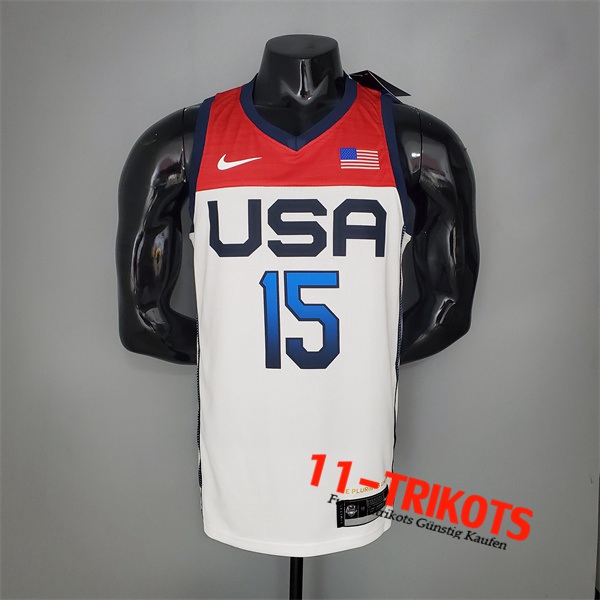 Jeux Olympiques (Booker #15) NBA Trikots USA Team 2021 Weiß