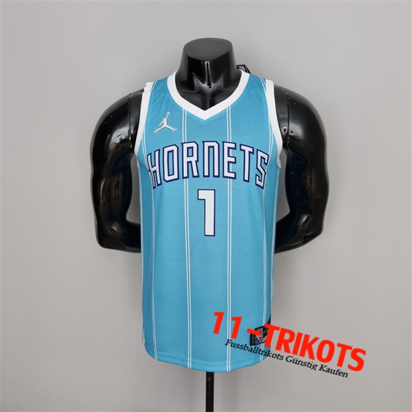 Charlotte Hornets (Ball #1) NBA Trikots Blau 75th Anniversary