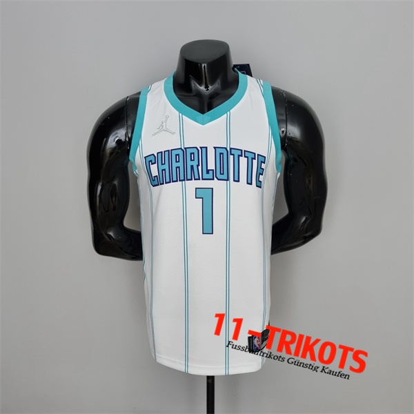 Charlotte Hornets (Ball #1) NBA Trikots Weiß 75th Anniversary