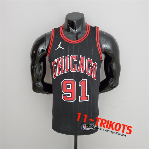 Chicago Bulls (Rodman #91) NBA Trikots Schwarz 75th Anniversary