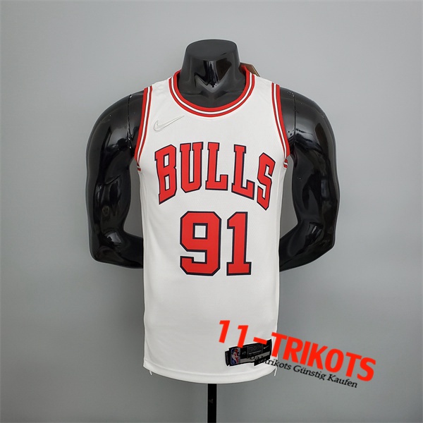 Chicago Bulls (Rodman #91) NBA Trikots Weiß 75th Anniversary
