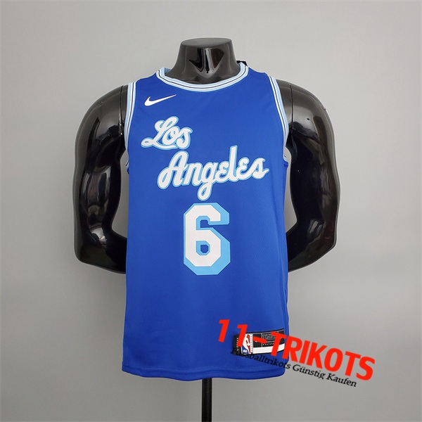 Los Angeles Lakers (James #6) NBA Trikots 2021 Retro Blau