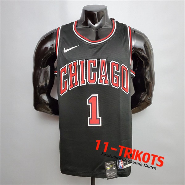 Chicago Bulls (Rosa #1) NBA Trikots Schwarz