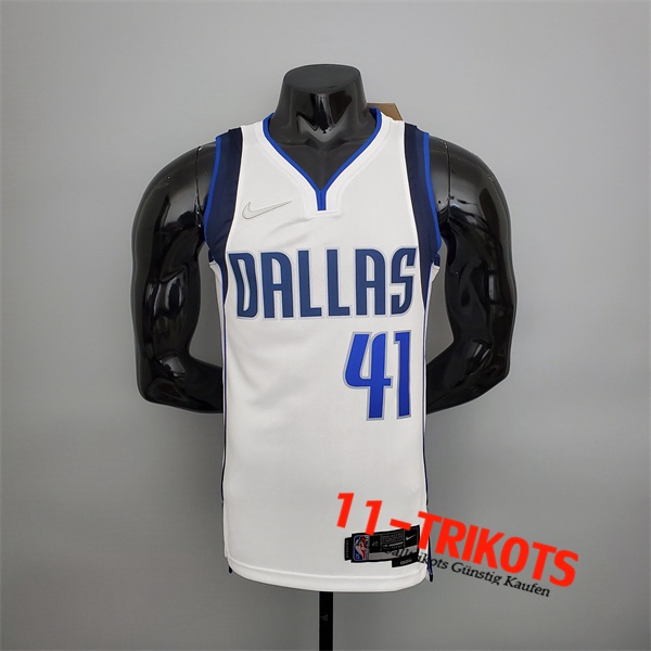 Dallas Mavericks (Nowitzki #41) NBA Trikots Weiß 75th Anniversary